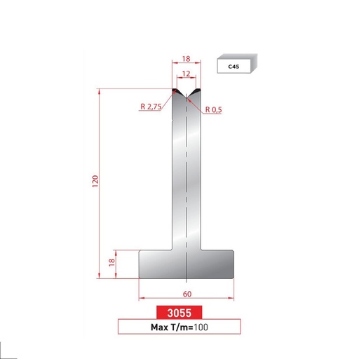 [2NTPLI_EUROSTAMP3055_1M] Matrice T type AMADA neuve ARROW référence 3055 Lg 415