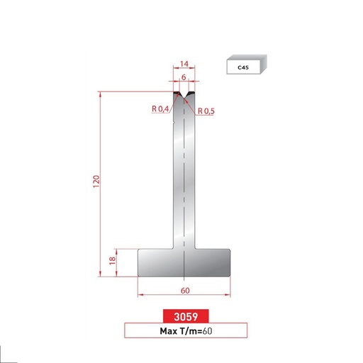 [2NTPLI_EUROSTAMP3059_1M] Matrice T type AMADA neuve ARROW référence 3059 Lg 415