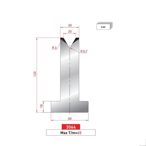 [2NTPLI_EUROSTAMP3064_1M] Matrice T type AMADA N°3064 Lg 415