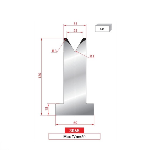 [2NTPLI_EUROSTAMP3065_1M] Matrice T type AMADA N°3065 Lg 415