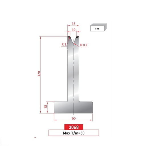 [2NTPLI_EUROSTAMP3068_1M] Matrice T type AMADA neuve ARROW référence 3068 Lg 415