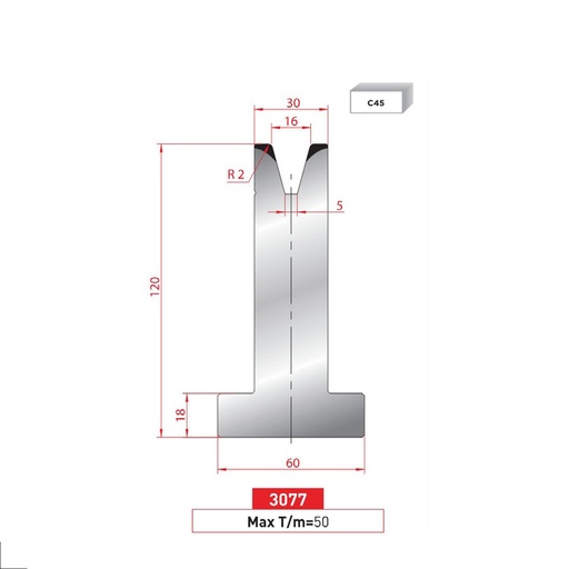 [2NTPLI_EUROSTAMP3077_1M] Matrice T type AMADA N°3077 Lg 415