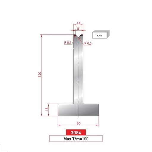 [2NTPLI_EUROSTAMP3084_1M] Matrice T type AMADA N°3084 Lg 415