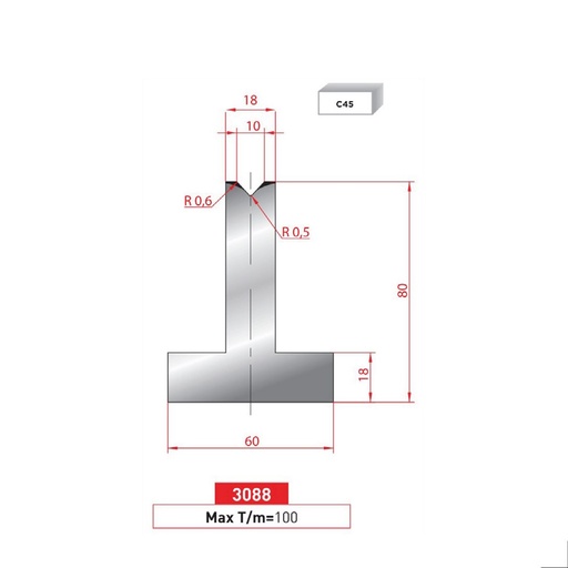 [2NTPLI_EUROSTAMP3088_1M] Matrice T type AMADA N°3088 Lg 415