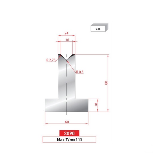 [2NTPLI_EUROSTAMP3090_1M] Matrice T type AMADA neuve ARROW référence 3090 Lg 415