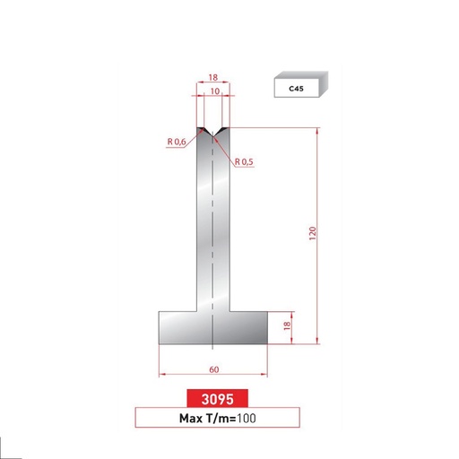 [2NTPLI_EUROSTAMP3095_1M] Matrice T type AMADA neuve ARROW référence 3095 Lg 415