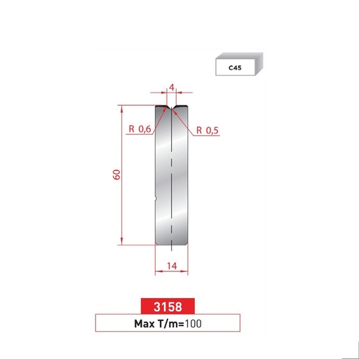 [2NTPLI_EUROSTAMP3158_1M] Matrice à insert type AMADA N°3158 Lg 415