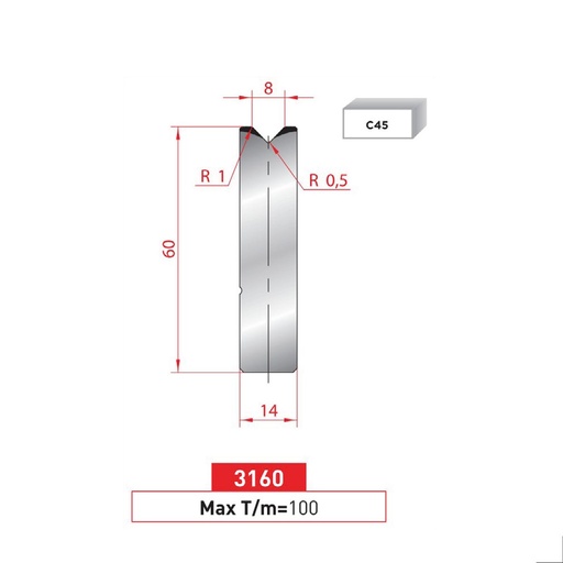 [2NTPLI_EUROSTAMP3160_1M] Matrice à insert type AMADA N°3160 Lg 415