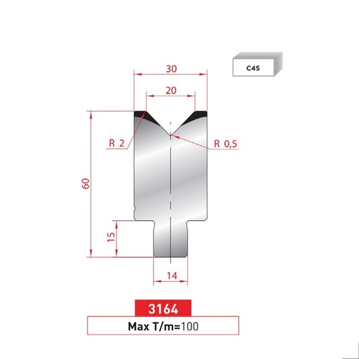 [2NTPLI_EUROSTAMP3164_1M] Matrice à insert type AMADA neuve ARROW référence 3164 Lg 415
