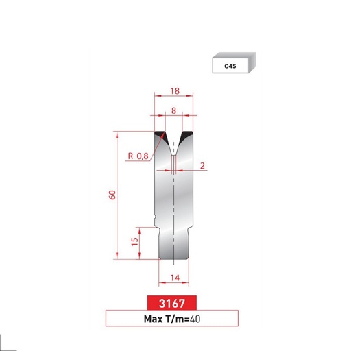 [2NTPLI_EUROSTAMP3167_1M] Matrice à insert type AMADA neuve ARROW référence 3167 Lg 415