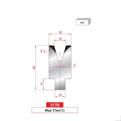 [2NTPLI_EUROSTAMP3170_1M] Matrice à insert type AMADA N°3170 Lg 415