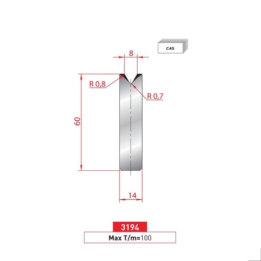 [2NTPLI_EUROSTAMP3194_1M] Matrice à insert type AMADA neuve ARROW référence 3194 Lg 415
