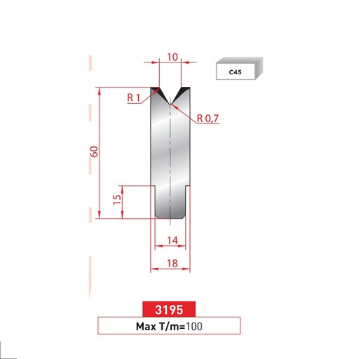 [2NTPLI_EUROSTAMP3195_1M] Matrice à insert type AMADA neuve ARROW référence 3195 Lg 415