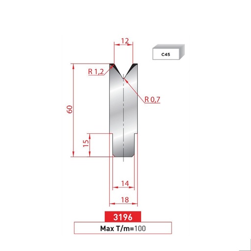 [2NTPLI_EUROSTAMP3196_1M] Matrice à insert type AMADA N°3196 Lg 415
