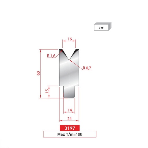[2NTPLI_EUROSTAMP3197_1M] Matrice à insert type AMADA neuve ARROW référence 3197 Lg 415
