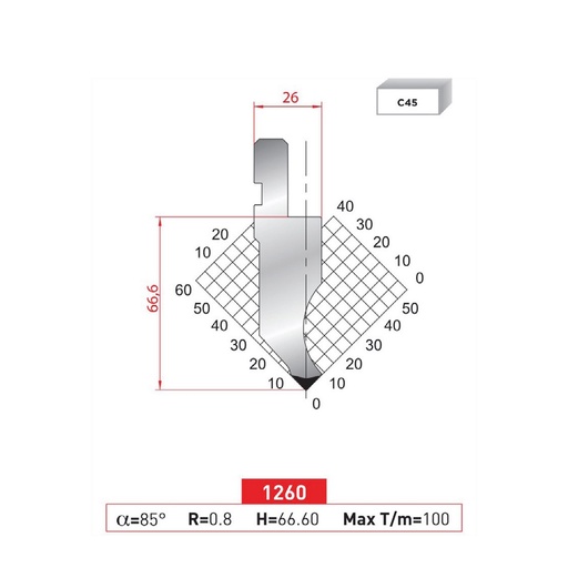 [2NTPLI-EUROSTAMP1260_F] Poinçon type AMADA N°1260 Lg 805 Fractionné